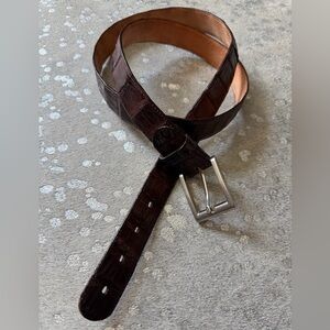 Belvedere Men's Dark Brown Genuine Caiman Belt